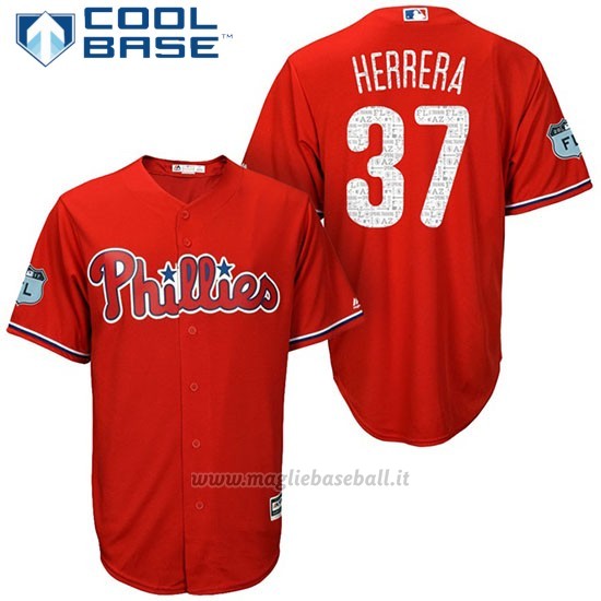 Maglia Baseball Uomo Philadelphia Phillies Odubel Herrera Scarlet 2017 Allenamento Primaverile Cool Base Giocatore